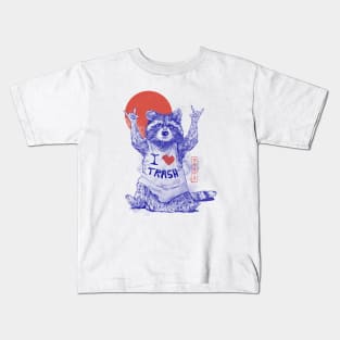 I Love Trash - Cute Funny Metal Raccoon Gift Kids T-Shirt